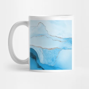 Watercolor Agate in Aqua Blue Faux Silver Veins Mug